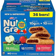 Breakfast Cereal Bars Variety Pack, 1.3 oz Bars 36 Pack, Soft Baked Fruit Filled Snack Bars for Kids and Adults