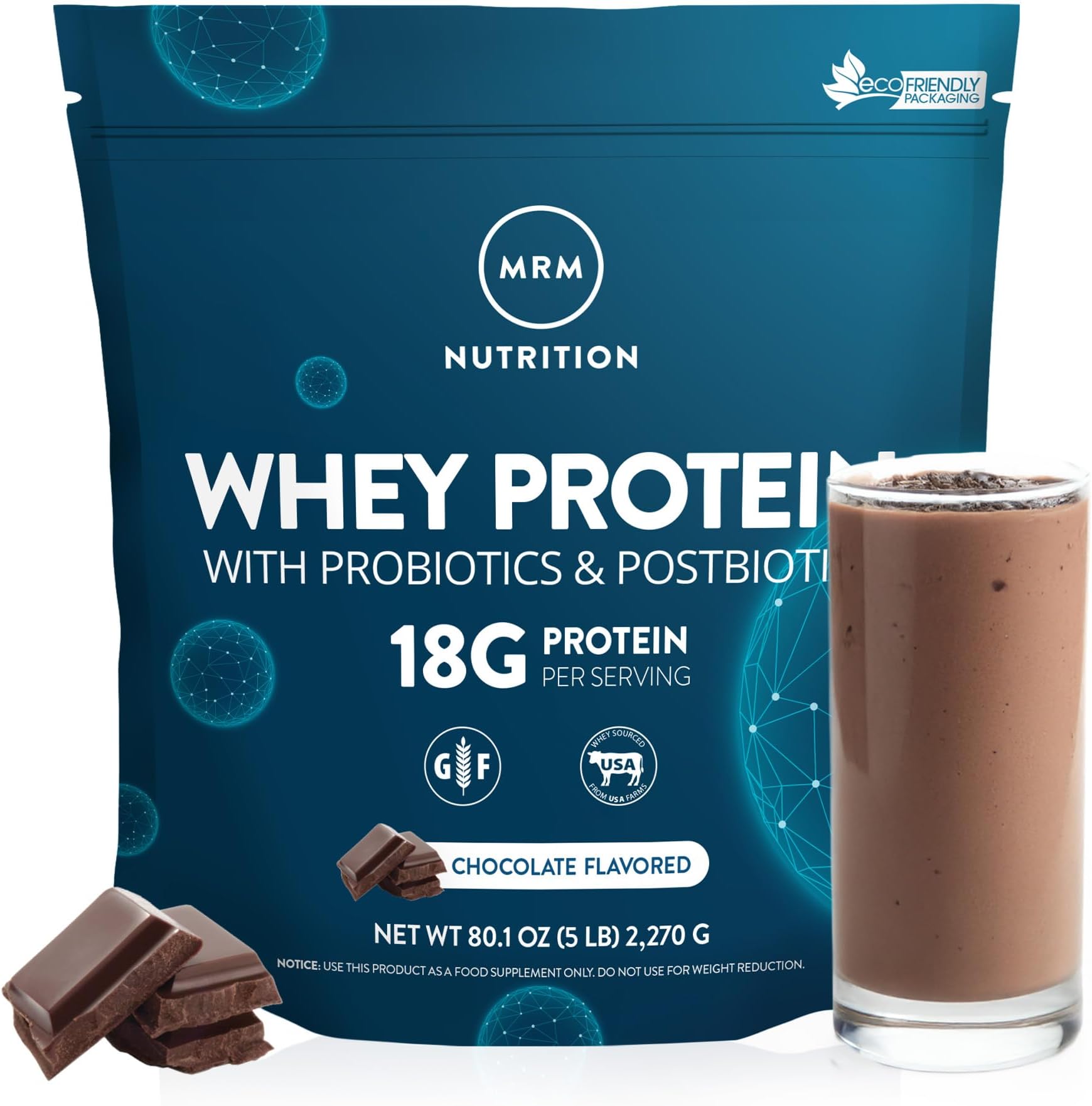 Nutrition Whey Protein - Chocolate Flavored, Microfiltered Whey Protein Isolate & Concentrate, 16 Different Probiotic Strains, BCAAs, & Digestive Enzymes, Gluten Free, for Women & Men- 84 Servings