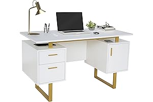 Techni Mobili Modern Computer Desk with Storage Drawers and Cabinet