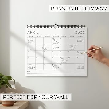 Beautiful 2026 Wall Calendar - Runs from January 2026 until July 2027 - Large 14.5 x 11.5 Office Wall Calendar for Easy Organizing