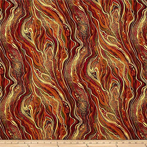 Timeless Treasures Gather Together Metallic Swirl Harvest, Fabric by the Yard