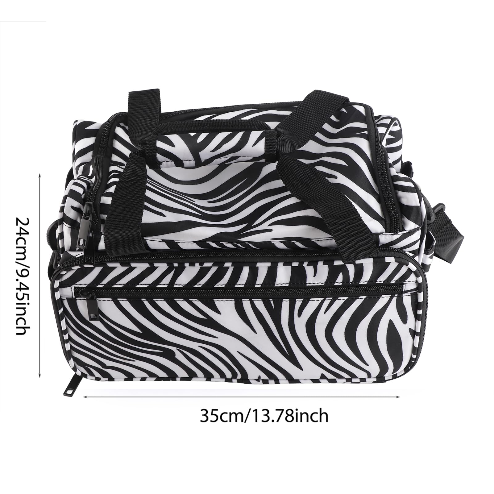 Profi Friseurtasche, Zebra Salon Werkzeugtasche Friseurtasche mit Schultergurt Zubehörtaschen Anpassbare Innenausstattung - ideal für Blow Dryers Haarglätter Lockenwickler Abteilklammern Haarbürste