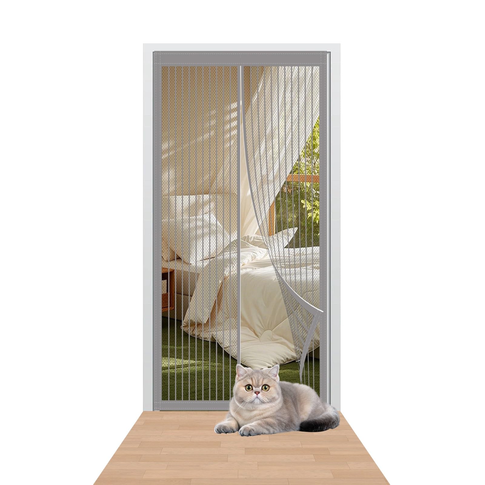 Moustiquaire magnétique pour porte-fenêtre 78x205 cm grise contre les insectes