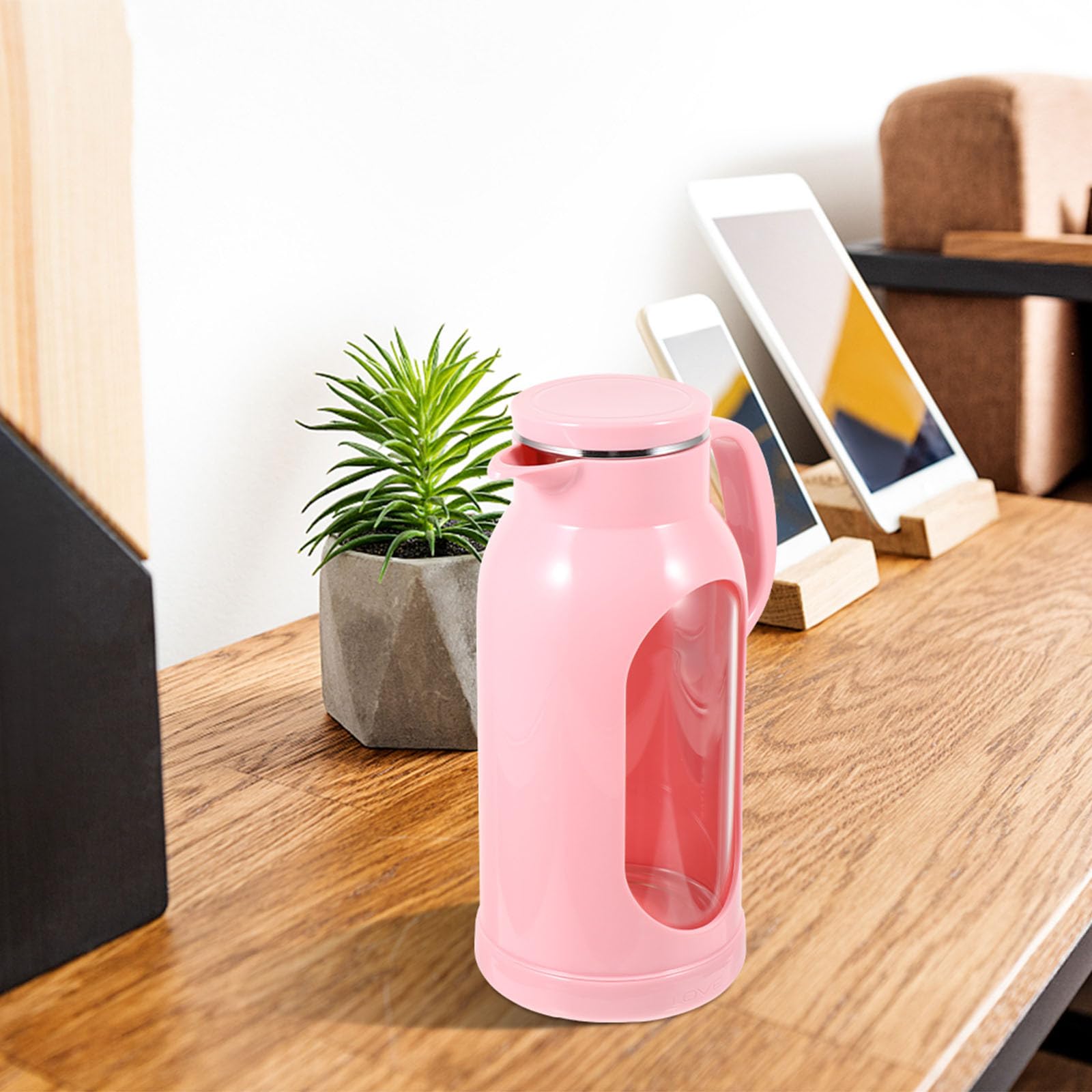 jojofuny Jarra de Agua Transparente de Gran Capacidad Diseño Desmontable y Vertido de Bebida Conveniente, Botella de Vidrio y Acero Inoxidable Adecuado para Uso Doméstico