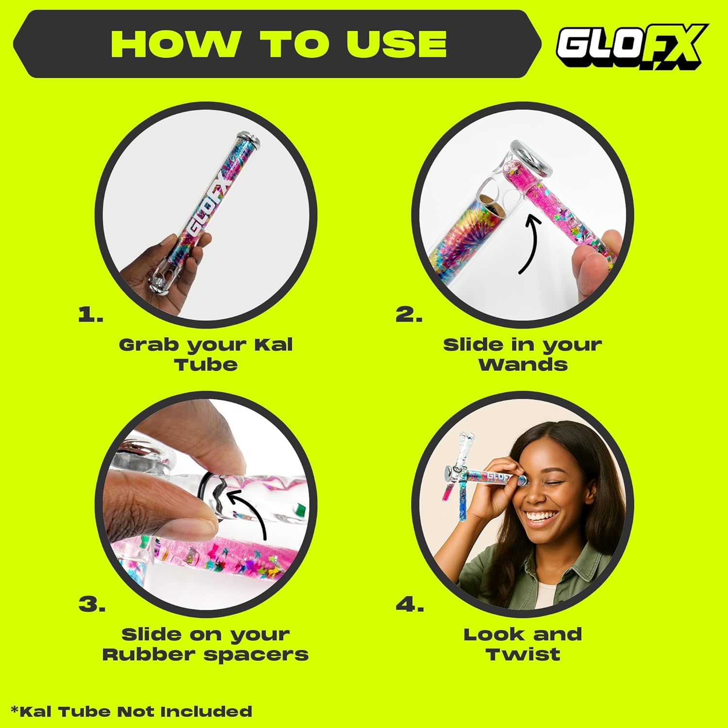 GloFX Liquid X Glitter Wand Expansion Pack – 6 Colored Vision Wands – Unlock Endless Wand Combinations with Your Kaleidoscope Tube – Sensory Refill for Ages 15+