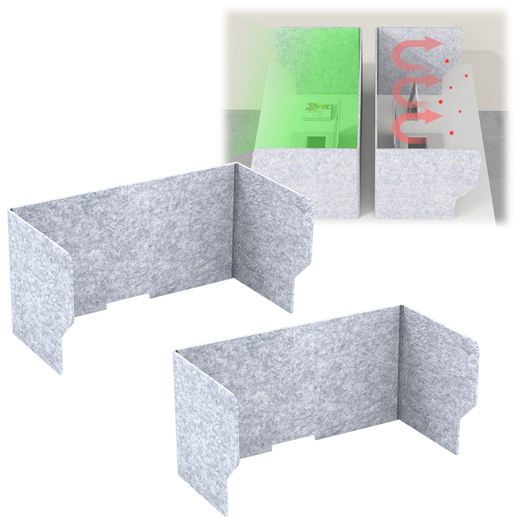 Séparateur de table pliable 61 cm lot de 2 écrans de séparation à 3 panneaux pour bureau