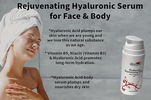 Miniatura 2 de Suero rejuvenecedor hialurónico para rostro y cuerpo 3.34 oz, natural, no graso, con vitamina B5 y niacinamida