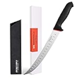 BOLEXINO 10-inch Curved Breaking Knife W/Sheath & SoftGrip Handle, Sharp Premium Butcher Knife Made of High Carbon Stainless Steel For Meat Cutting