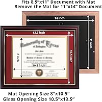 Vista 4 de GraduationMall - Marco para certificado, diploma y documentos con cristal real, aspecto de madera profesional y cuentas doradas, color caoba y blanco