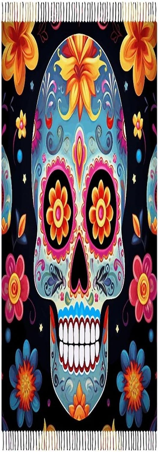 Sugar Skulls Scarf for Women Men Soft Warm Fashion Blanket Scarves Classic Cashmere Feel Scarf Long Shawl Large Scarves Cold Weather Thick Blanket Scarfs