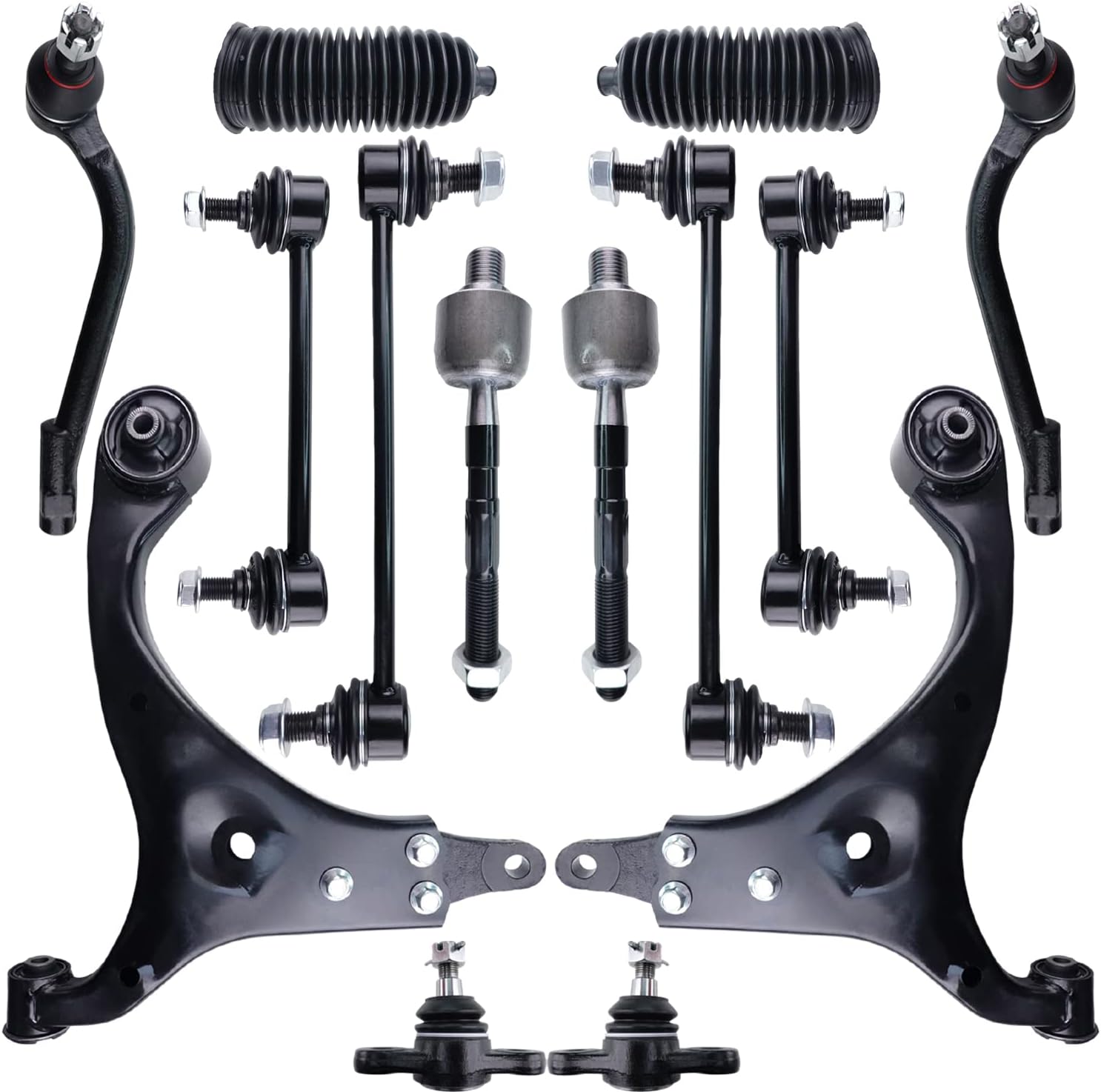 Control Arms, Front Suspension Kit Ball Joint Tie Rod Sway Bar Link Boot Bellows Compatible With Hyundai Elantra 2007-2012 - 14PCS