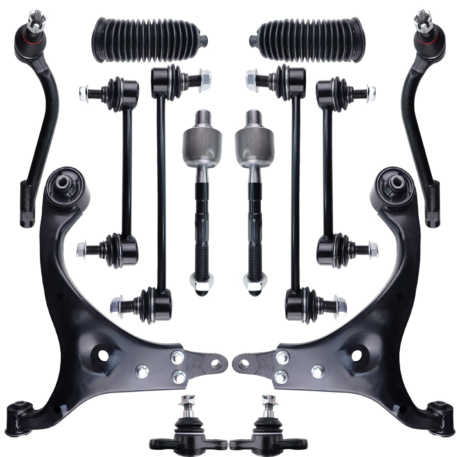 Photo 1 of HAWK BROTHER Control Arms, Front Suspension Kit Ball Joint Tie Rod Sway Bar Link Boot Bellows Compatible With Hyundai Elantra 2007-2012 - 14PCS