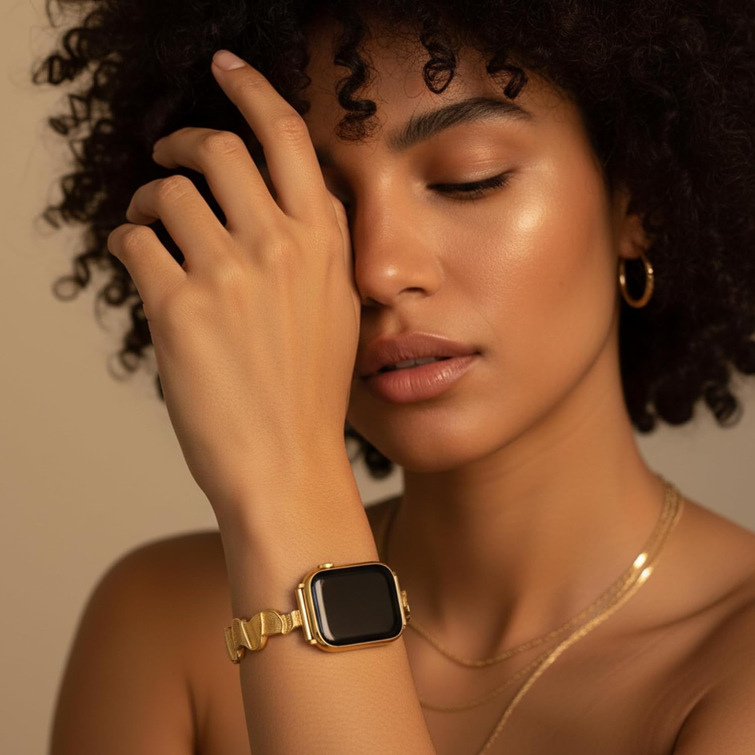 Sleek Wavy Metal Watch Band for Women Compatible with Apple Watch 38/40/42/44/41/45/49/46mm,for iWatch Series 11/10/9/8/7/6/5/4/3/2/1 Ultra3 SE, Aesthetic Bracelet Strap