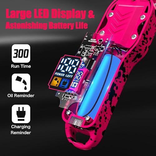 Miniatura 4 de Cortadora de pelo profesional para hombres, kit de peluquería inalámbrico para cortar y arreglar el cabello, juego de cortapelos rosa y recortadora