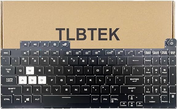 TLBTEK Backlight Keyboard Replacement Compatible with Asus ROG Strix G17 G731 G731GW G731GV G731GT G732L G712 G731GU G712LU G712LV G712LW Series Keyboard