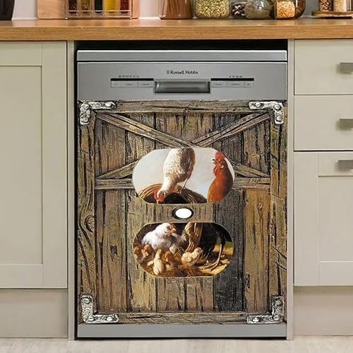 Miniatura 9 de Cowfeel Cubierta magnética de madera retro para puerta de lavavajillas, panel creativo para electrodomésticos de cocina, decoración de refrigerador,