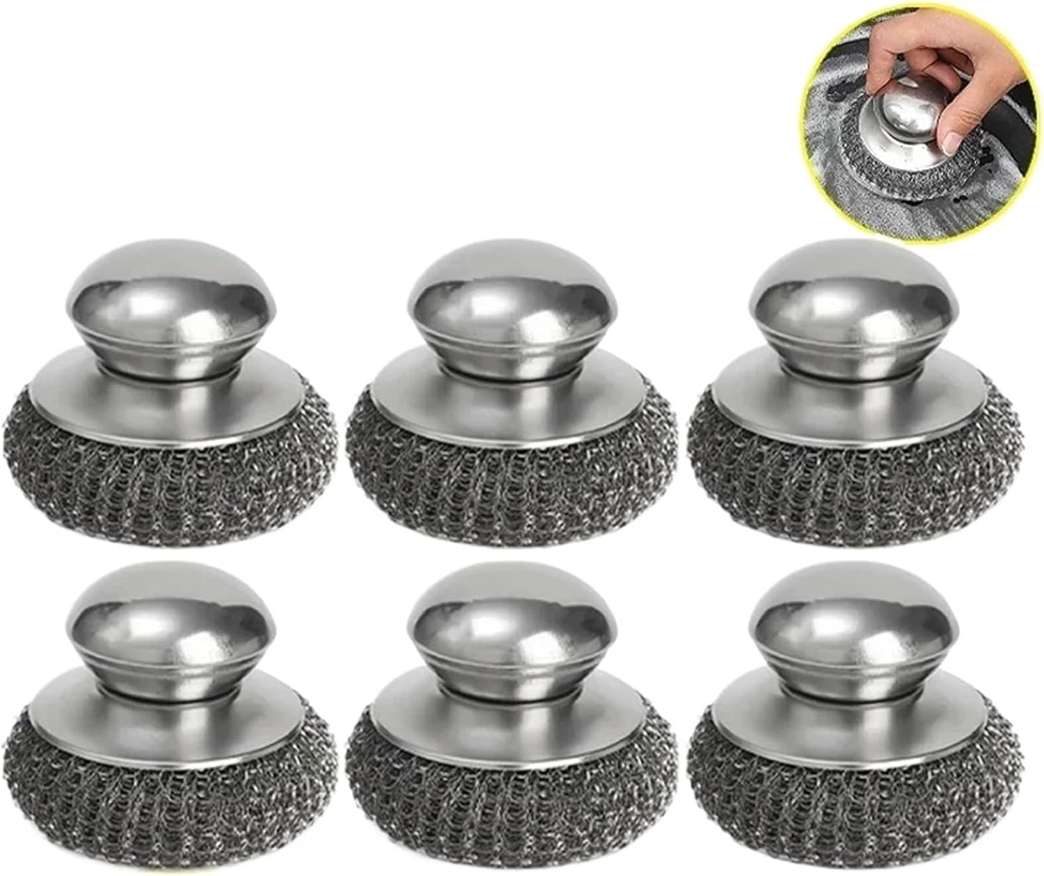 50Pcs Wire Ball Dish Brush Stainless Steel Pot Wire Scrubbers Ergonomic Short Handle Home Kitchen Tableware Cleaning Supplies