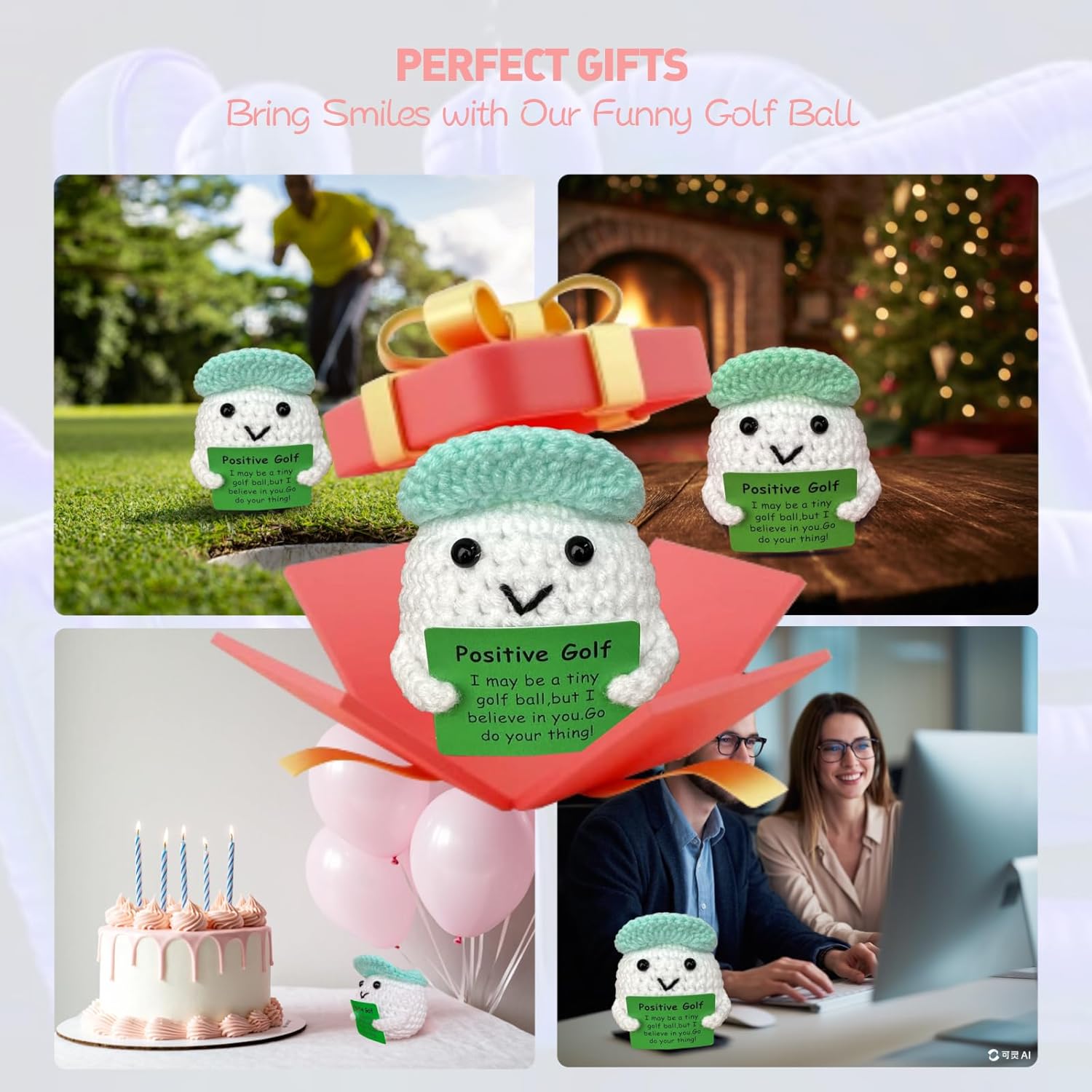 Golf Gifts for Men,Funny Positive Golf Ball Crochet Gag Gift,Emotional Support Presents for Men Women Golfers Dads Mom Fathers Day Christmas Halloween Golf Party Gifts Birthday Stuff - Image 2