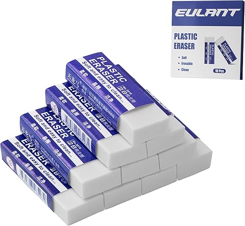 Vista 7 de EULANT Borradores de lápiz de 6 piezas, goma blanca 2B para escuelas, oficina, niños y adultos, borradores de arte suaves para escribir, dibujar