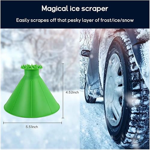 Miniatura 2 de Kewucn Raspadores mágicos de hielo para automóvil, raspador de hielo en forma de cono para parabrisas con embudo para eliminar las heladas y la
