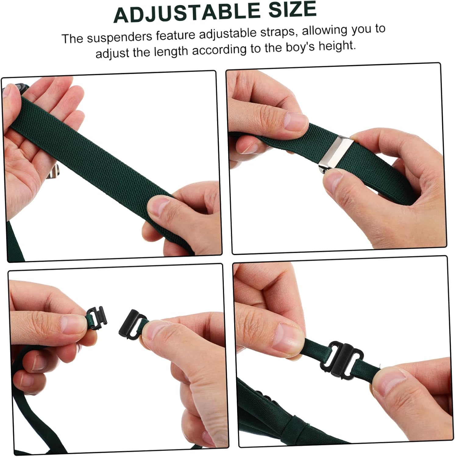 Boys Adjustable Green Dress Suspenders and Bow Tie Set Elastic Y-back Braces for Trousers and Pants Stylish Outfit for Parties and Everyday Wear