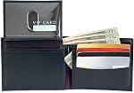 Tommy Hilfiger Portefeuille en cuir pour hommes – Petit bifold avec 6 Poches de cartes de crédit et amovibles ID Fenêtre, Marine Cambridge, Taille unique