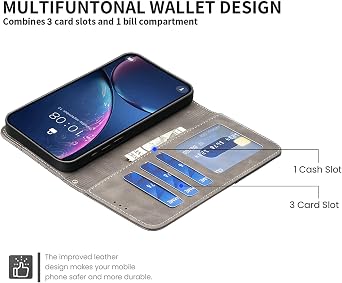 Compatible with Samsung Galaxy M36 SM-M366B M366B/DS Case Cover, with Card Slot Wallet PU Leather Folio Flip Phone Case Grey