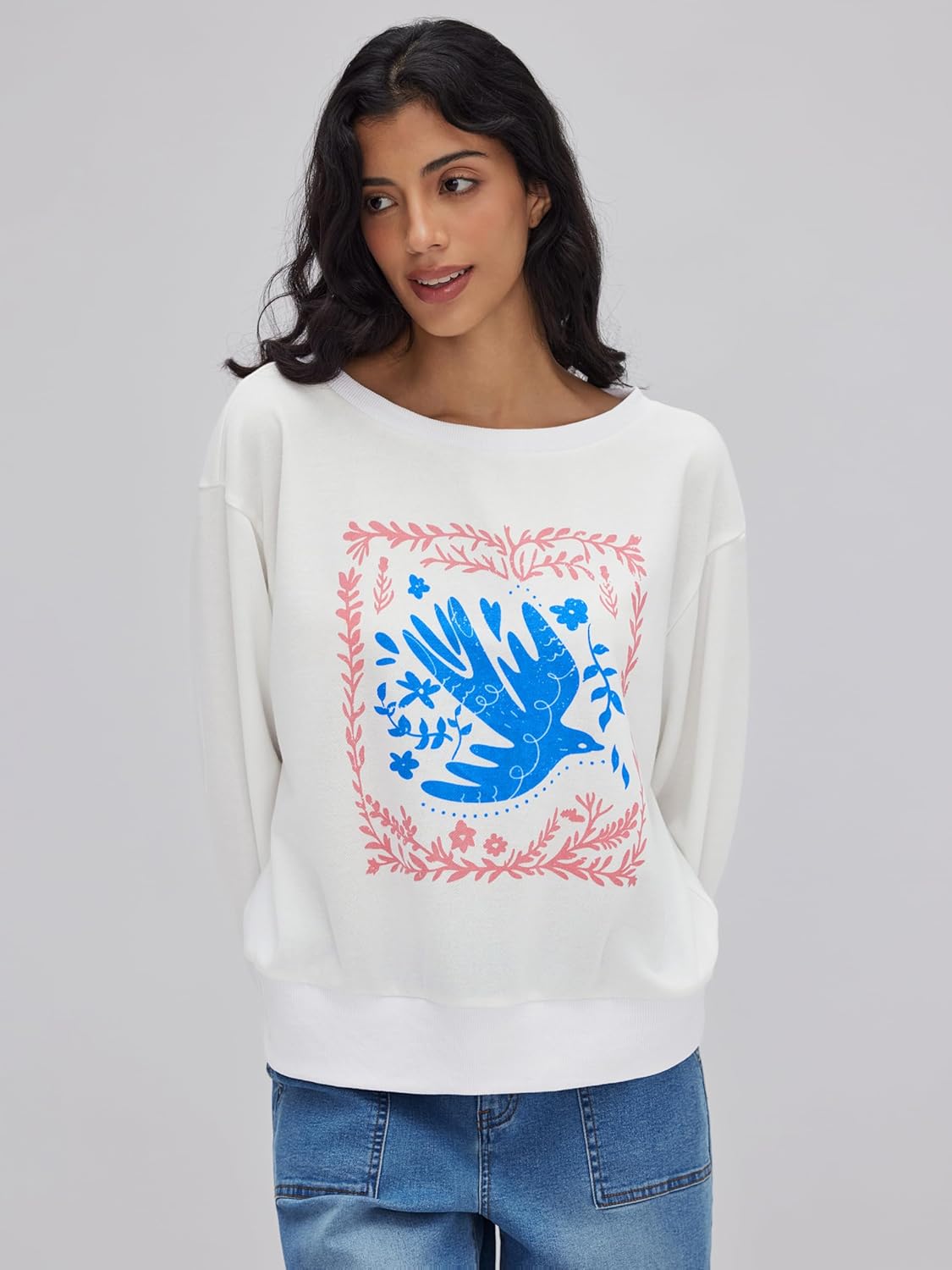 CIDER Womens Long Sleeve Sweatshirt Pullover Graphic Print Top Casual Loose Fit - Image 3