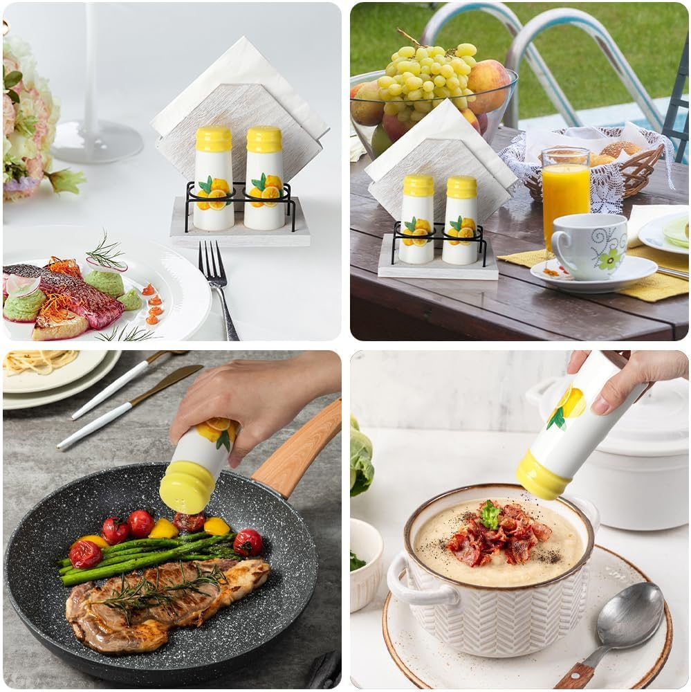 Lemon Spoon Rest & Lemon Napkin Holder with Salt and Pepper Shakers Set