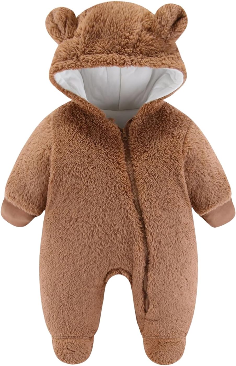 Baby Infant Boys Girls Ears Zipper Thick Fleece Jumpsuit Winter Onesie Winter Clothes Coat Jumpsuit