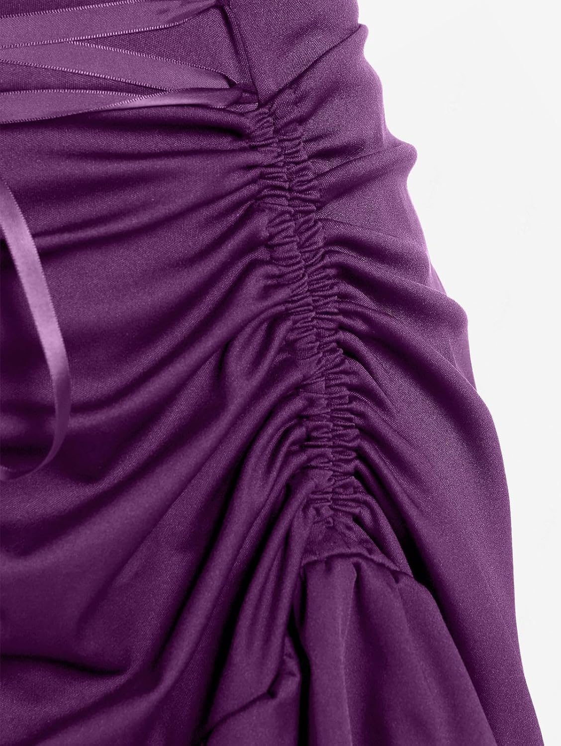 ROSE GAL Women Plus Size Victoria Gothic Lace Trim Lace-up Ruffled Cinched Ruched High Low Midi Dress