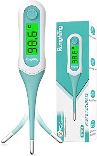 8 Second Digital Oral Thermometer, Fast Reading Thermometer for Adults and Kids with 3 Color Backlit and Fever Alarm for Oral, Rectal, Underarm