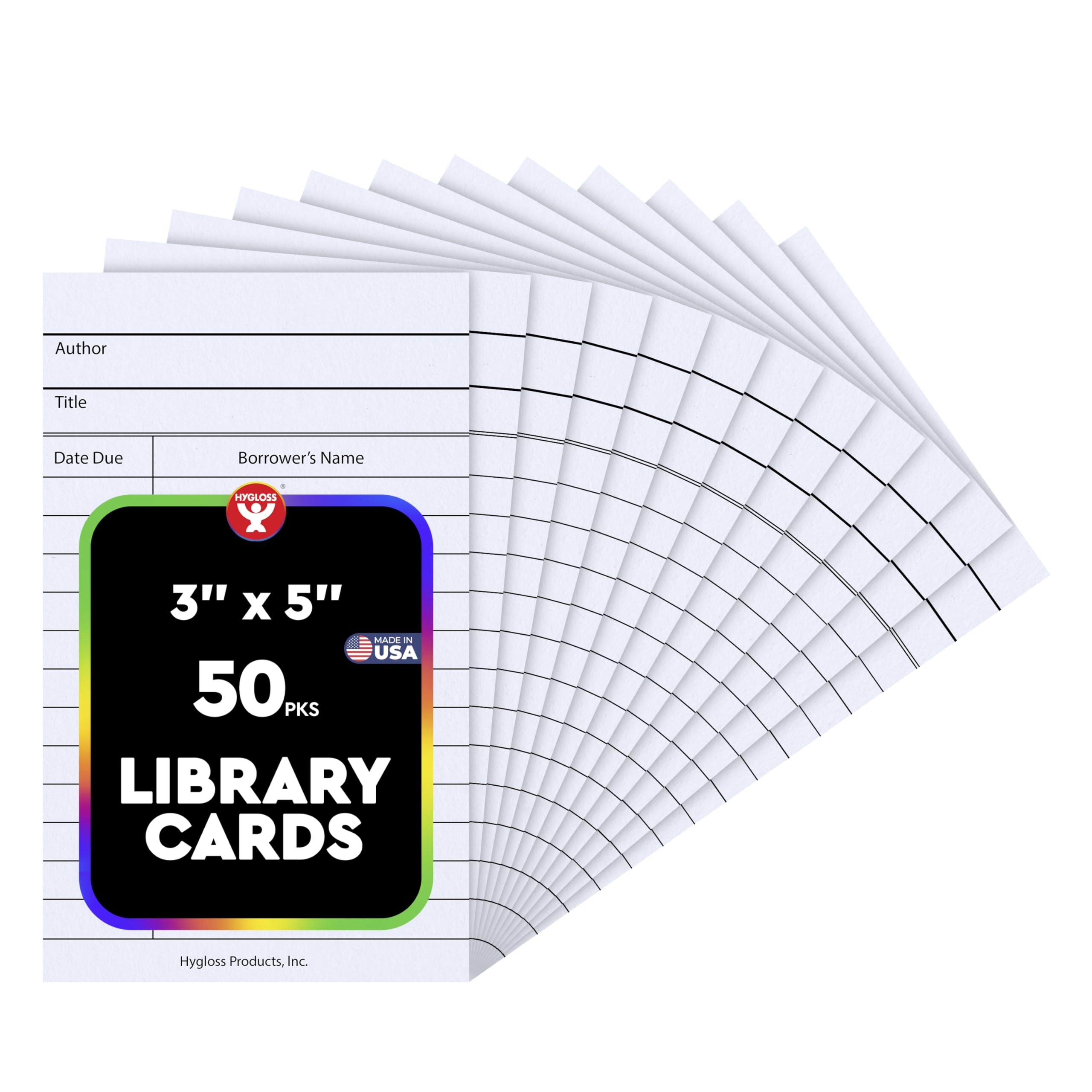 Hygloss Products Library Checkout Cards – White Due Date Note Index Cards - 3 x 5 Inches, 50 Pack