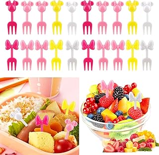 Kids Food Picks, 20Pcs Cute Mini Food Fruit Fork Picks,Fruit Picks Toothpicks,Lunch Bento Fruit Dessert Fork Picks,Lovely Fruit Picks Forks,Cute Toothpick Sticks,Cute Bento Fork,Reusable Plastic Forks