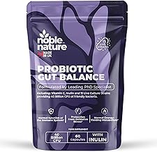 NobleNature Probiotic for Women – 40 Billion CFU Probiotic & Prebiotic Supplement for Gut Health & Bloating Relief 15 Live Culture Strains with Inulin & Vitamin C Digestive Health Support 60 Capsules