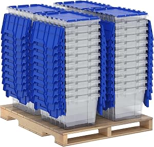 Akro-Mils KeepBox 12 Gallon Storage Container Nesting and Stackable Plastic Storage Box with Lid Attached Clear Tote for