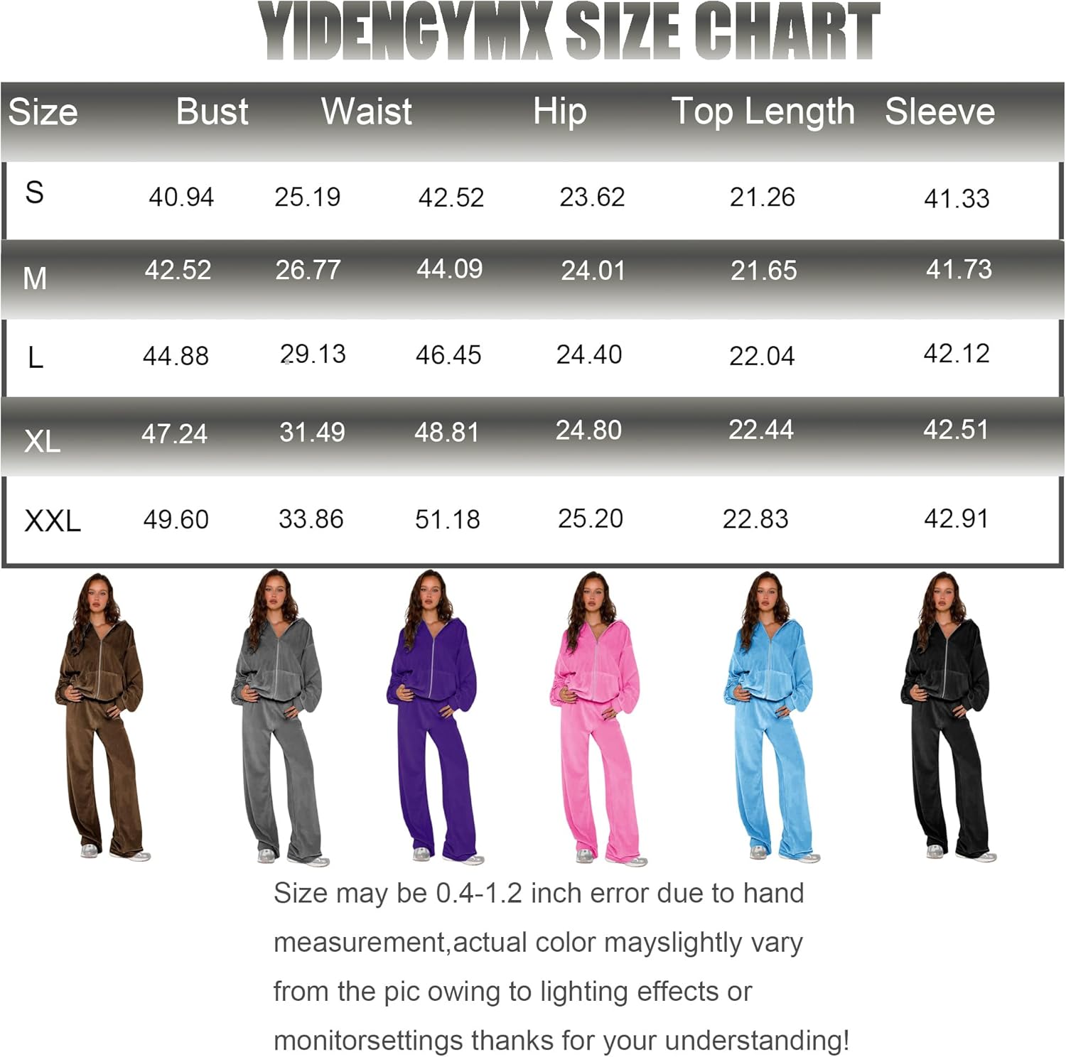 yidengymx Womens 2 Piece Velour Tracksuit Two Piece Soft Velvet Hooded Sweatsuits for Women Lounge with Pockets - Image 8