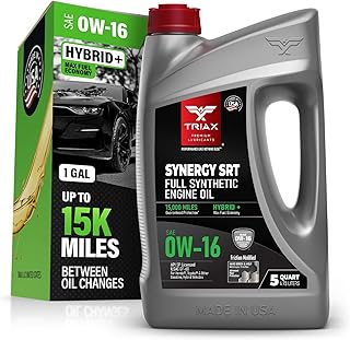 TRIAX Synergy SRT 0W-16 Full Synthetic PAO and Ester Engine Oil for Hybrid Vehicles - Extended Drain 15k Miles (5 Quart)