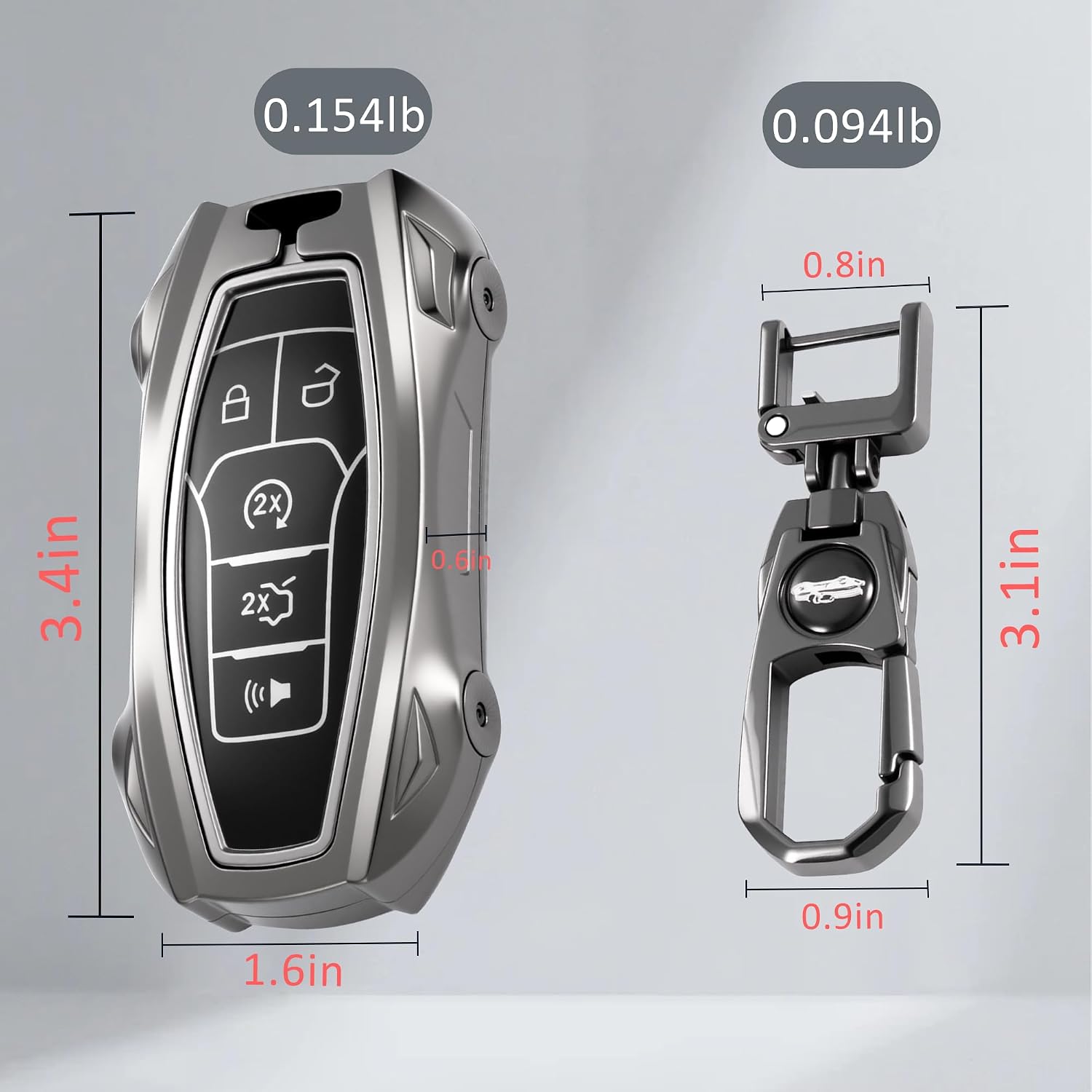 Heavy Key Fob Cover for Ford Zinc Alloy Metal Key Case Compatible with Fusion Mustang Edge Explorer F150 MKC