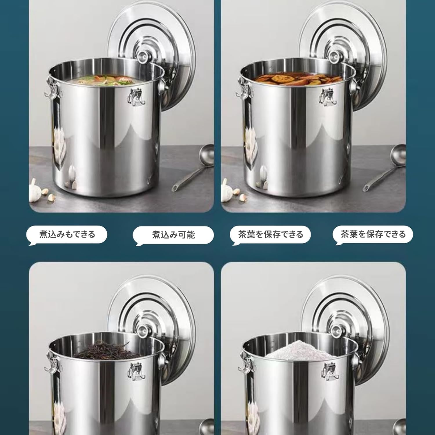 Amazon｜業務用鍋 ステンレス 蓋付き ロック付 ハンドル 直火対応
