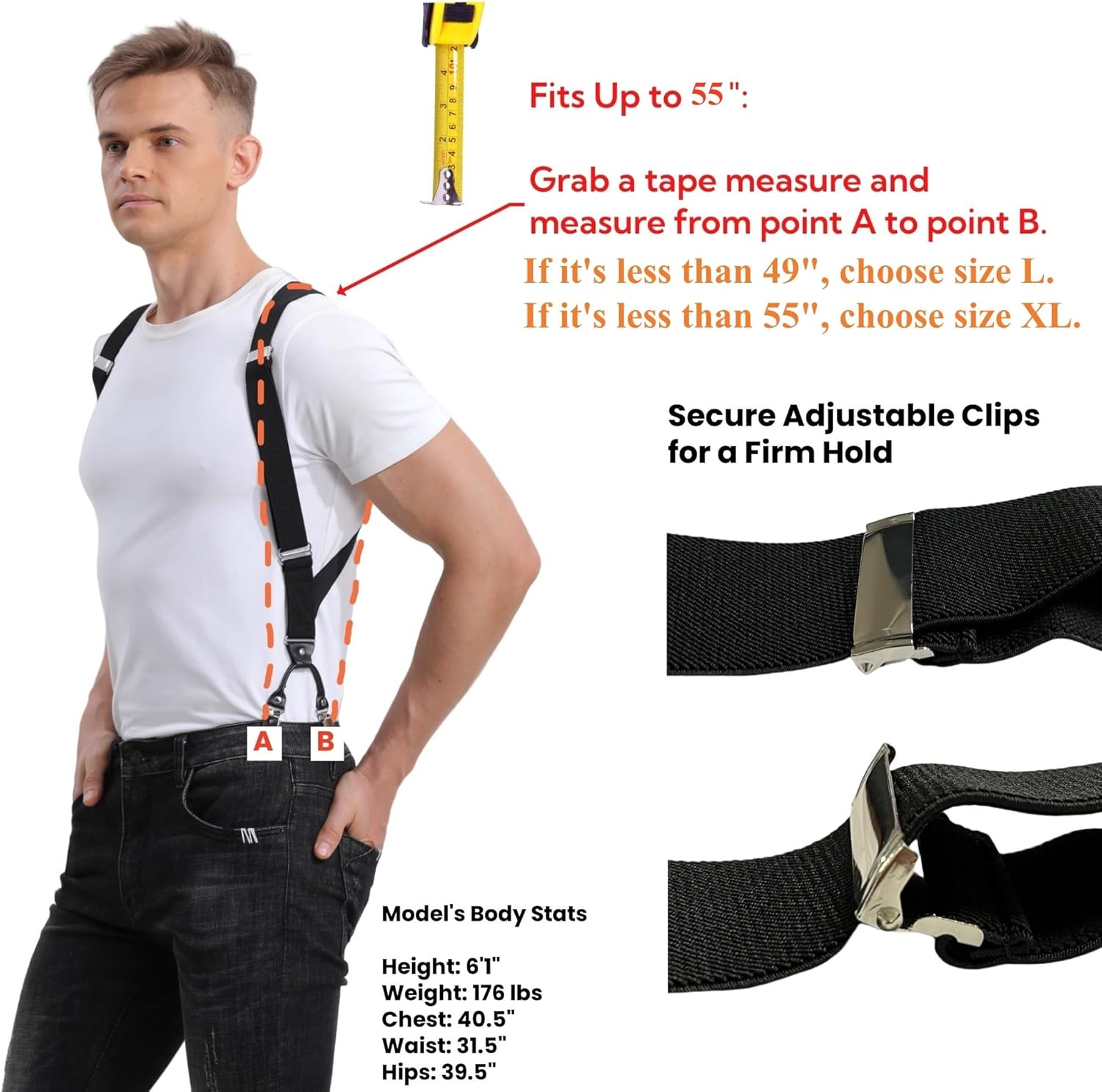 Men's Side Suspenders with Dual Clips Per Side - Secure Fit, Ultimate Comfort, and Belly Relief - Image 2