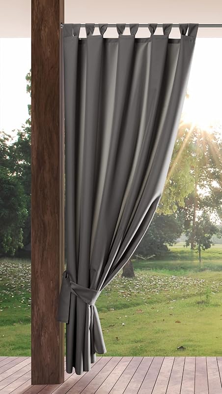 Eurofirany Garden Outdoor Vorhang mit Klett-Schlaufen, 1 StĂĽck, Blickdicht & Wetterfest, UV-Schutz, fĂĽr Balkon Terrasse Pergola Pavillon, H200 x B155 cm, Dunkelgrau