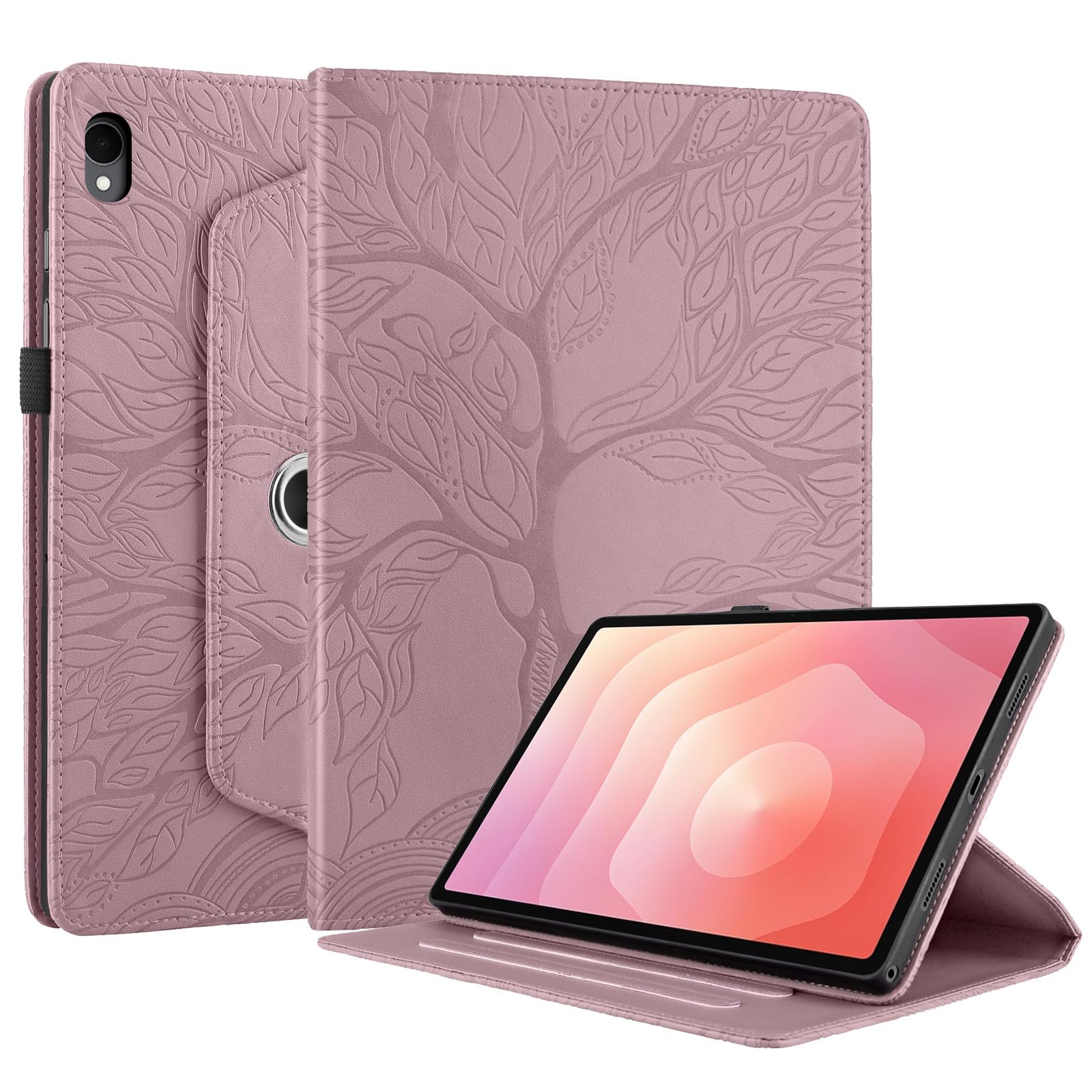 Succtopy Hülle für Galaxy Tab S11 2025 11 Zoll SM-X730 SM-X736 SM-X736B PU Leder 360°Drehbar Multi-Winkel Schutzhülle mit Standfunktion und Stifthalter Hülle für Samsung Galaxy Tab S11 2025 Rose Gold