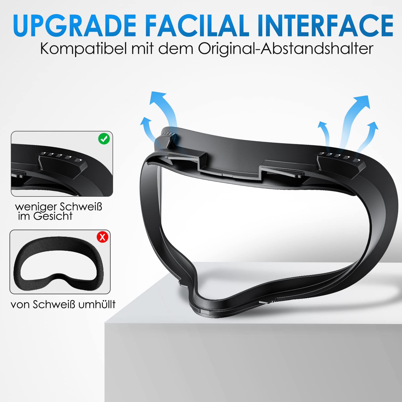 SUPERUS Facial Interface für Oculus/Meta Quest 2 Zubehör (Aktualisierte Version), mit 2 Face Cover Ersatzpolster, Anti-Licht-Nasenpolster (L/S), Linsenschutz, Brillenabstandshalter (7-in-1-Kit)