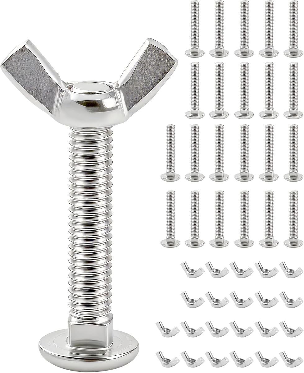 22 Sets M6 Pet Carrier Fasteners, Bolts with Butterfly Nuts for Kennels and Travel Crates, Replacement Hardware Kit for Dog and Cat Cages