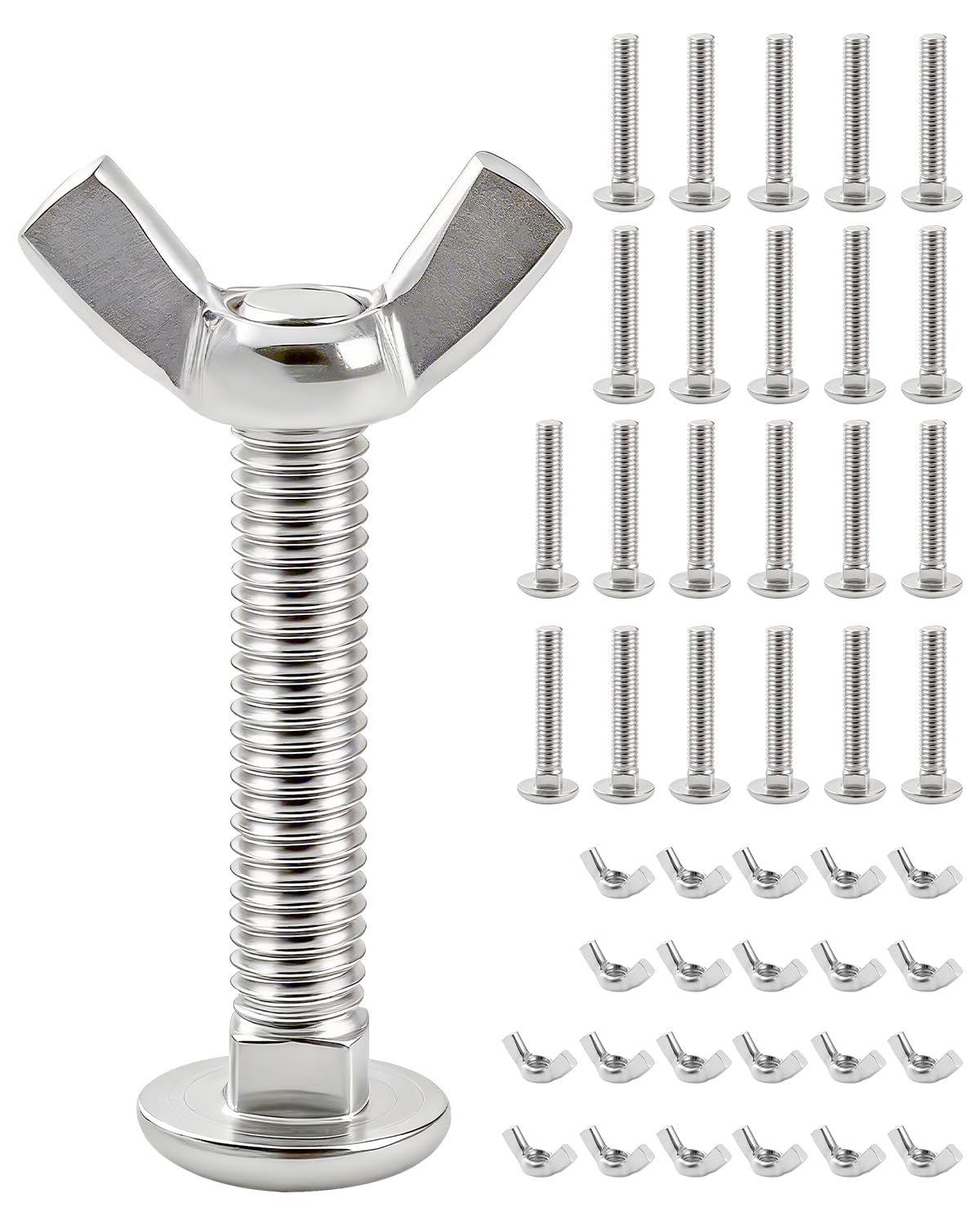 22 Sets M6 Pet Carrier Fasteners, Bolts with Butterfly Nuts for Kennels and Travel Crates, Replacement Hardware Kit for Dog and Cat Cages