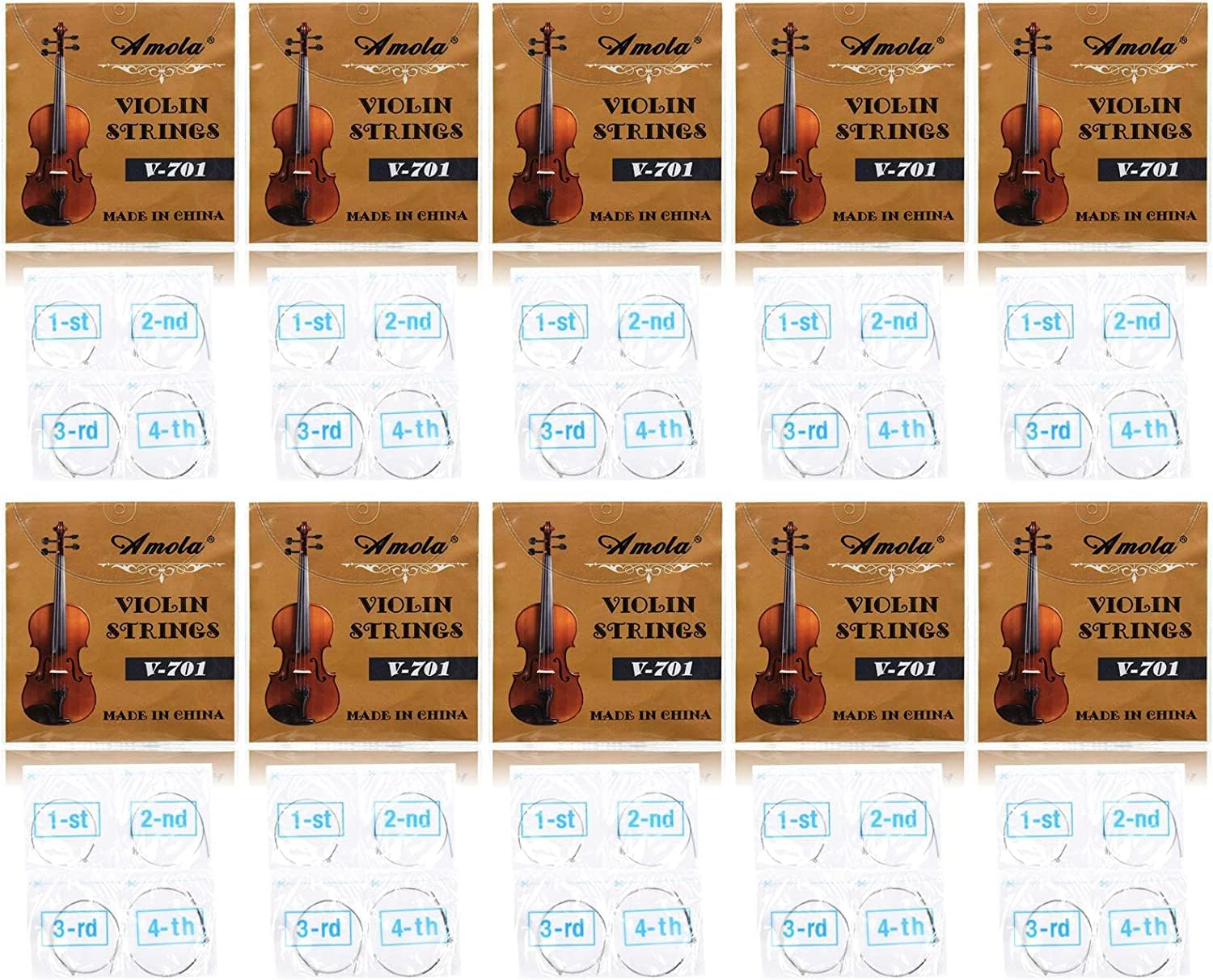 10 Full Sets Nickel Ball End Stainless Steel 3/4 4/4 Size Violin Strings