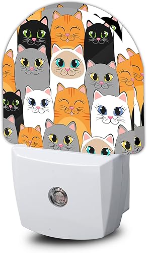 Luz nocturna para gatos, lindas luces nocturnas de gato enchufables a la pared, lámpara LED con sensor de atardecer a amanecer, 0.5 W para niños,