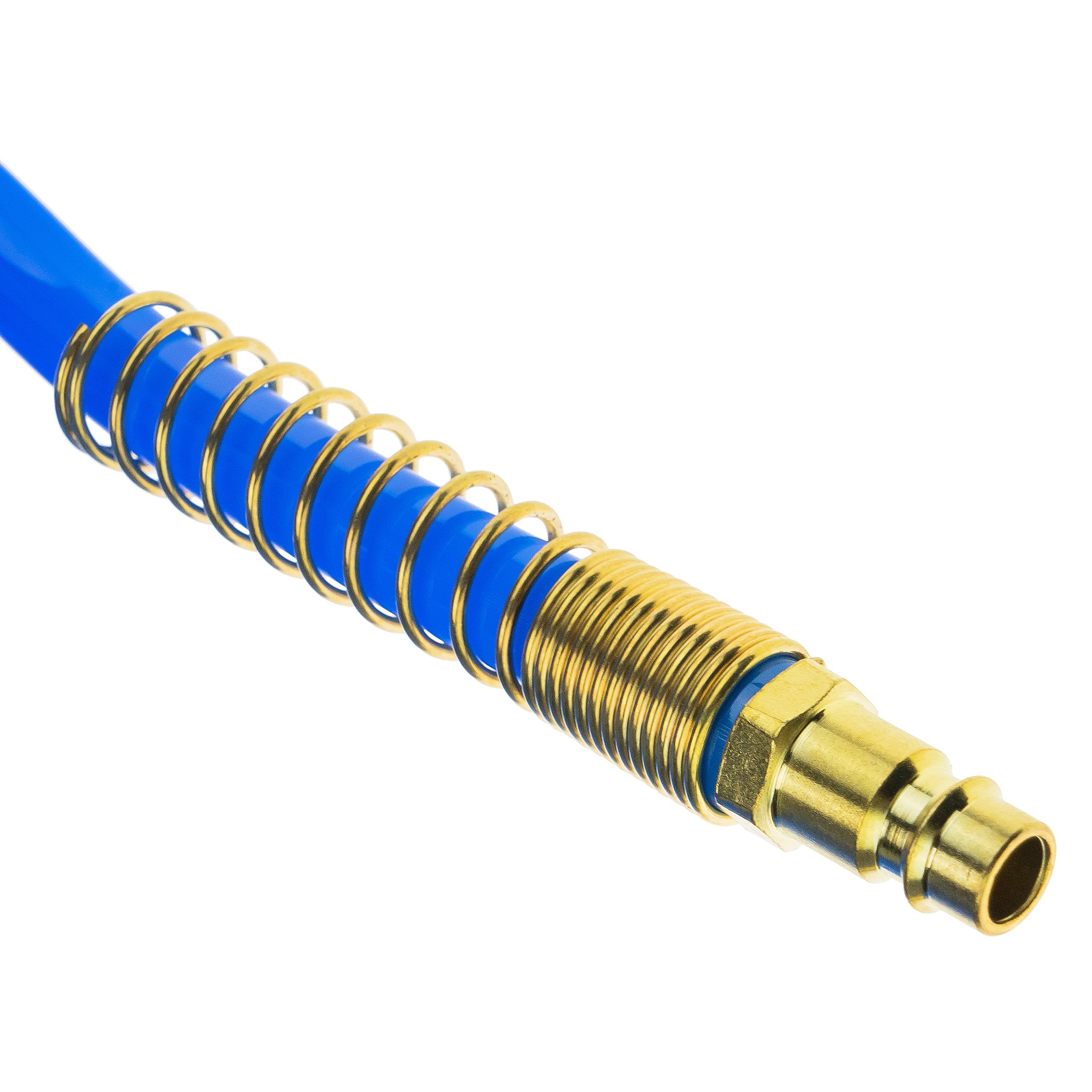 Tubo a spirale ad aria compressa SP-PU 10 m, tubo aria compressa 8/12 mm in PU, pressione massima 10 bar, con protezione antipiega e attacco rapido, adatto per utensili pneumatici
