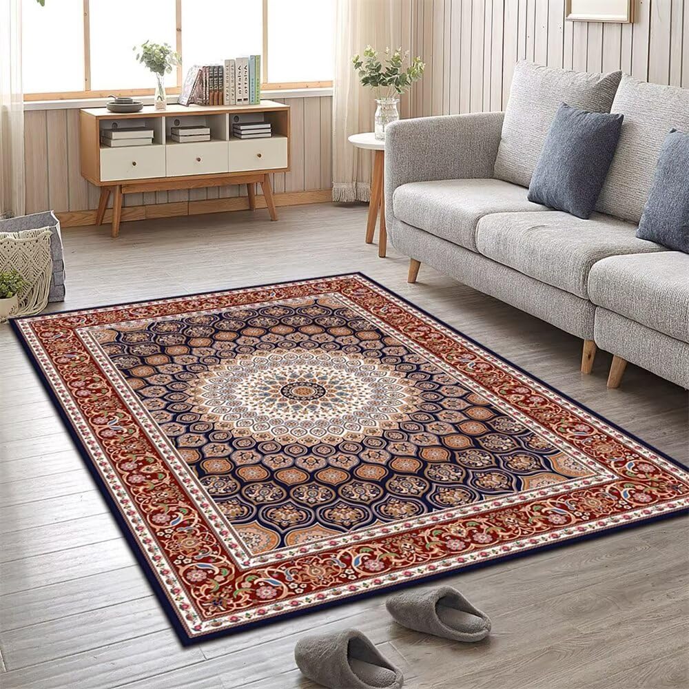Tapis chambre enfant et salon rétro rouge 100x150cm antidérapant